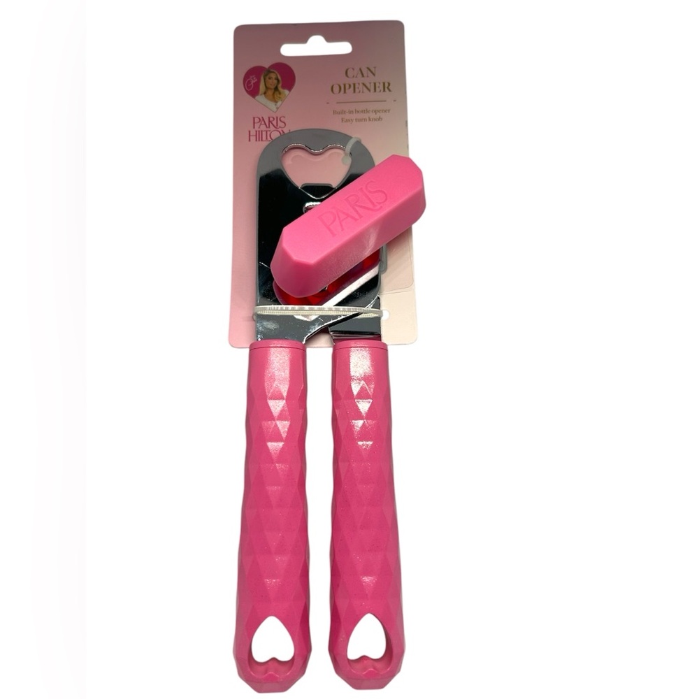 Paris Hilton Pink Heart- Can Opener-built-in bottle opener